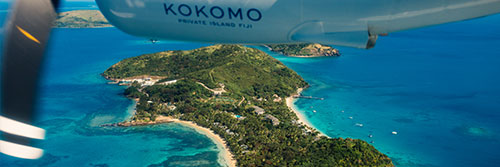 Guests arriving at Kokomo Private Island Fiji by seaplane