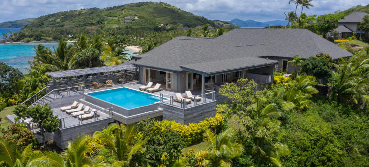 An aerial view of a expansive private villa at Kokomo Private Island Fiji