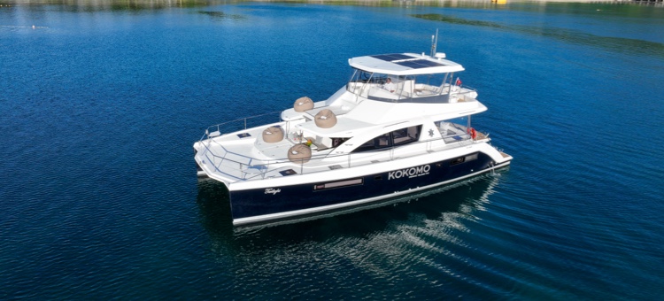 Fishing boat 'twilight' out on the water off the coast of Kokomo Private Island Fiji