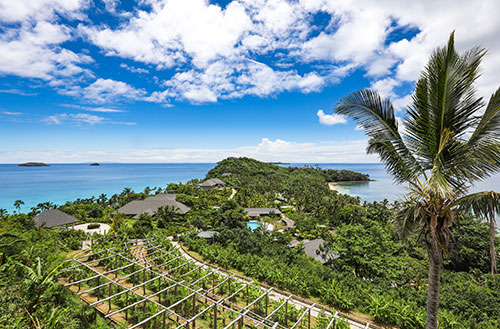 View of the island from the top of the Farm at Kokomo Private Island Fiji