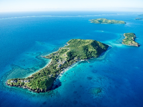 Aerial shot of Kokomo Private Island Fiji