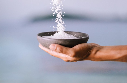 Sea salt in a bowl