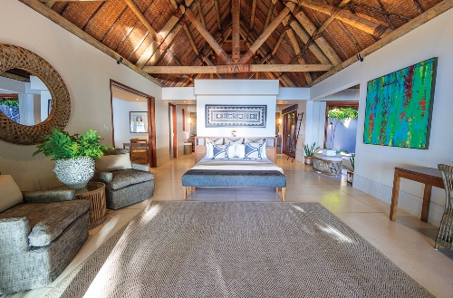 The interior of one of the Beachfront Villas at Kokomo Private Island Fiji