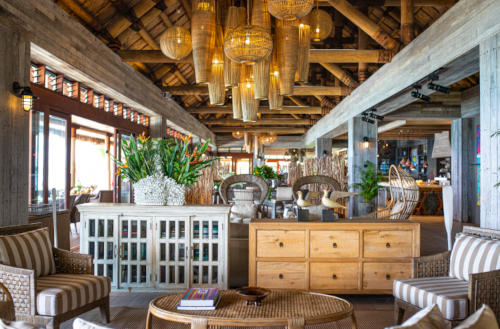 Interior view of the reception lounge at Kokomo Private Island Fiji