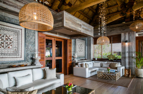 The interior of one of the Beachfront Villas at Kokomo Private Island Fiji