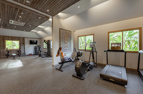 The tastefully appointed pilates room at Kokomo Island Fiji.