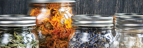 Jars of botanicals at the Yaukuve Spa Sanctuary at Kokomo Private Island Fiji